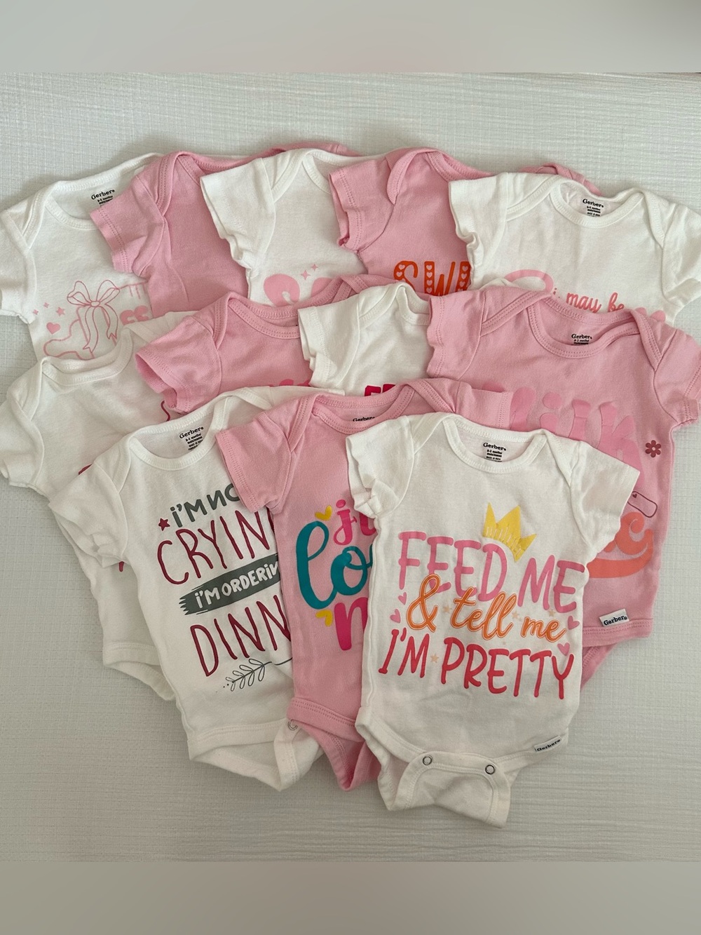 Gerber Baby Girl One-Piece Bodysuit 12 Pack - Cute Graphic Prints